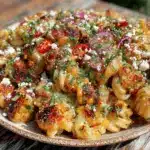 creamy elote street corn pasta salad - featured image
