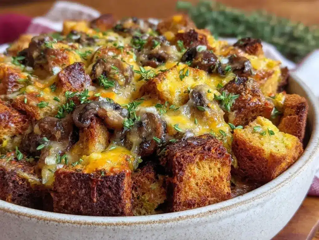 creamy gruyère leek and mushroom stuffing - featured image