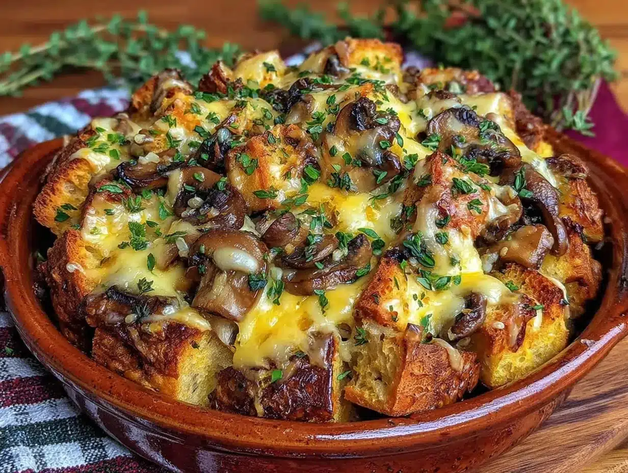 creamy gruyère leek and mushroom stuffing preparation steps