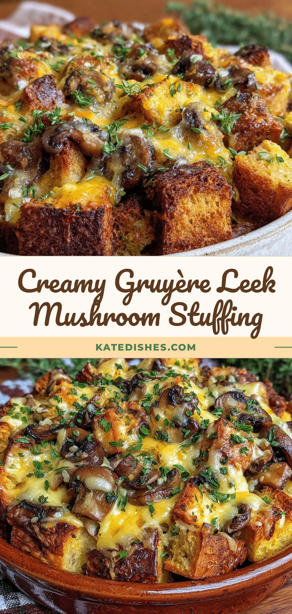 creamy gruyère leek and mushroom stuffing recipe