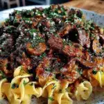 creamy homemade beef stroganoff - featured image