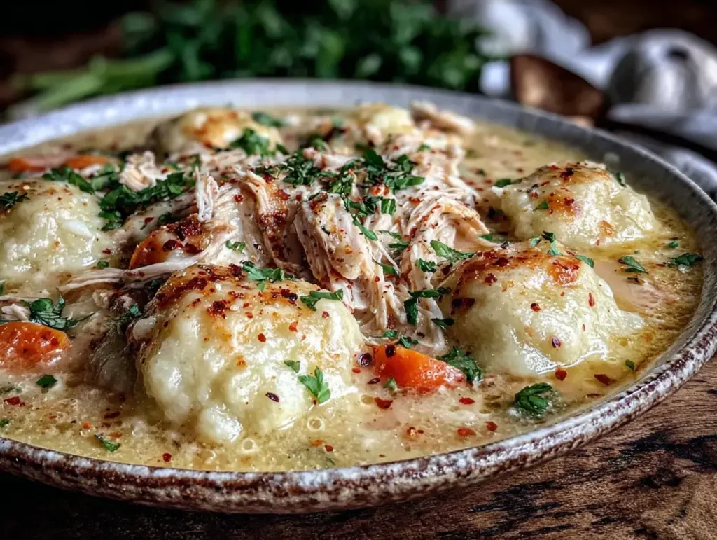 creamy one-pot chicken and dumpling soup - featured image