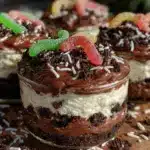 creamy oreo dirt pudding cups - featured image