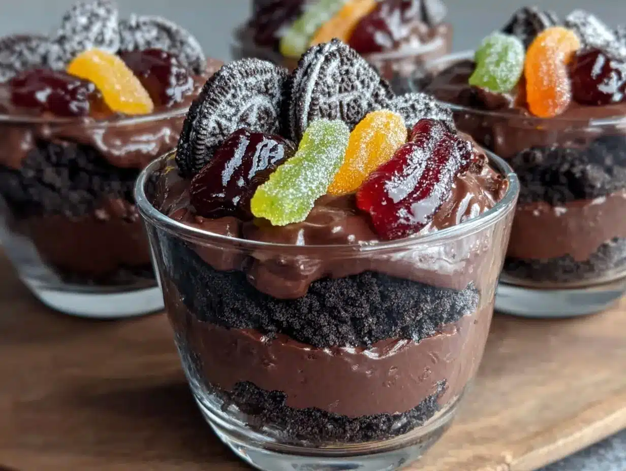 creamy oreo dirt pudding cups preparation steps