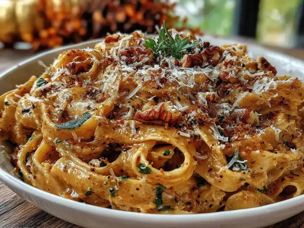 creamy pumpkin sage brown butter pasta - featured image