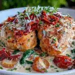 creamy slow cooker tuscan chicken - featured image