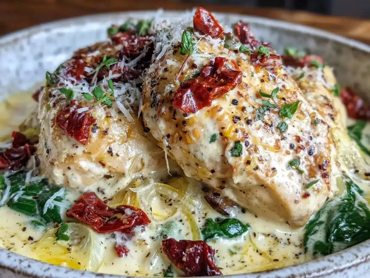 creamy slow cooker tuscan chicken preparation steps