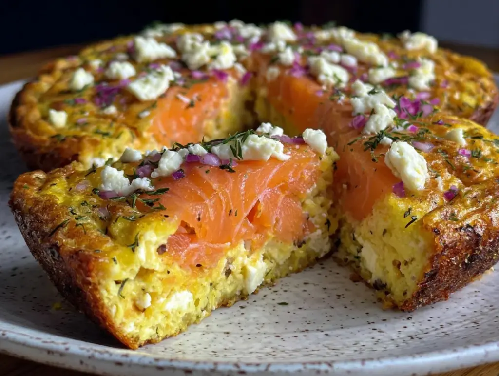 creamy smoked salmon frittata - featured image