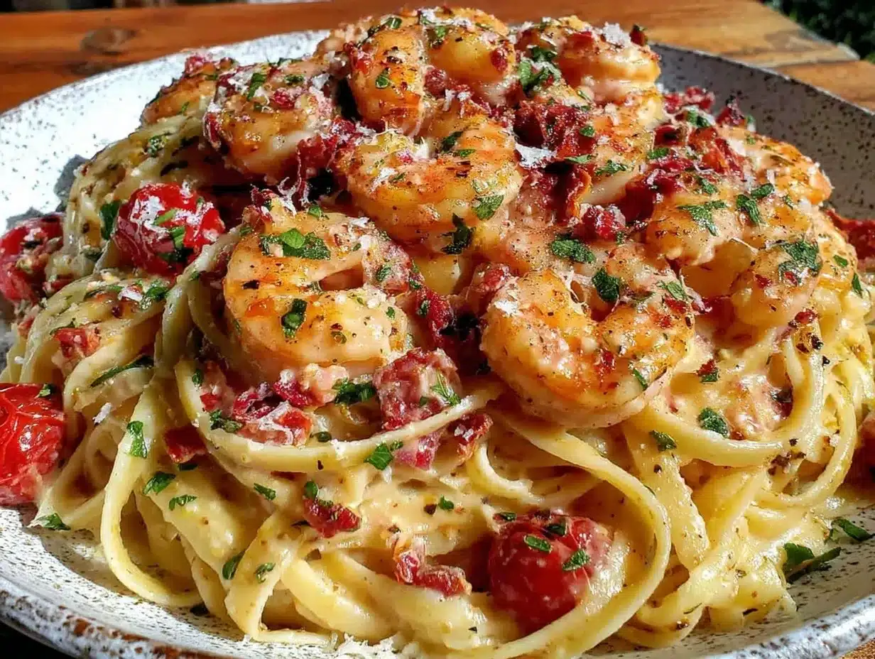 creamy tuscan garlic shrimp linguine preparation steps