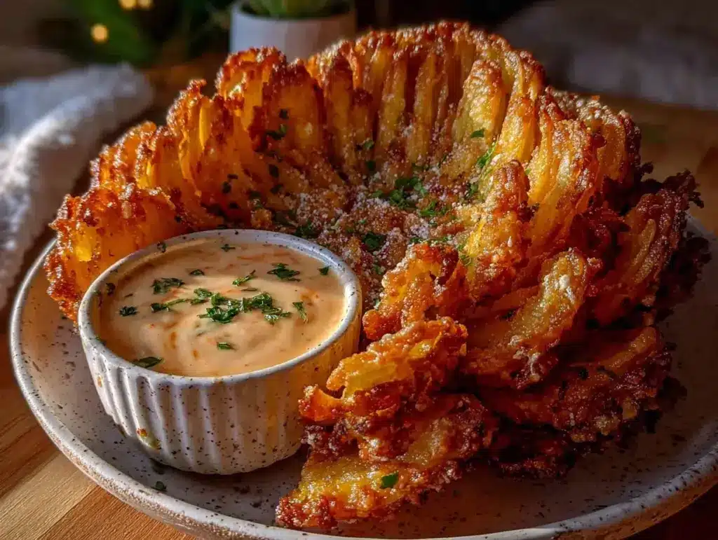 crispy air fryer blooming onion - featured image
