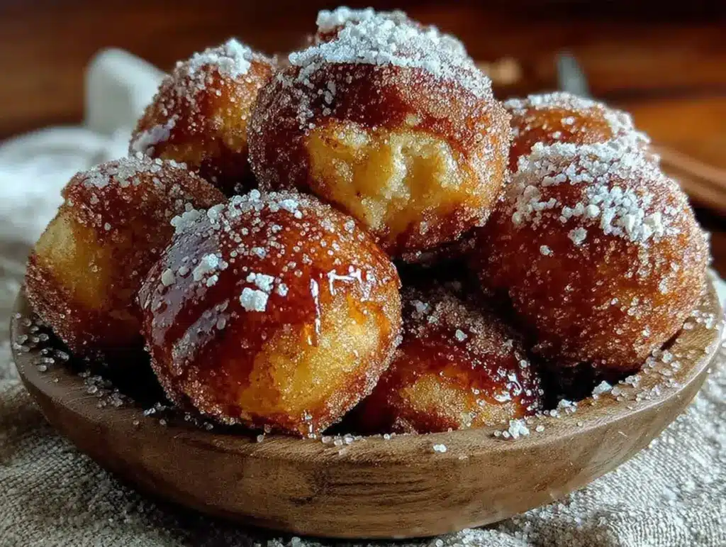 crispy air fryer cinnamon sugar donut holes - featured image