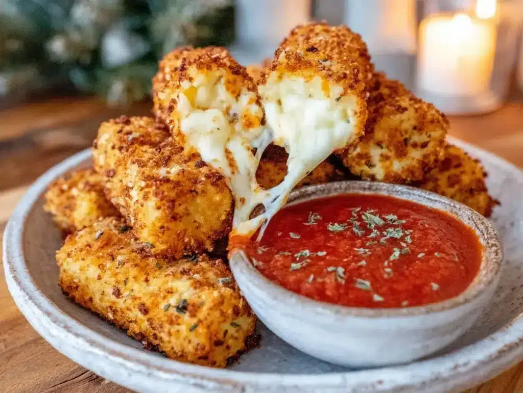 crispy air fryer mozzarella sticks - featured image