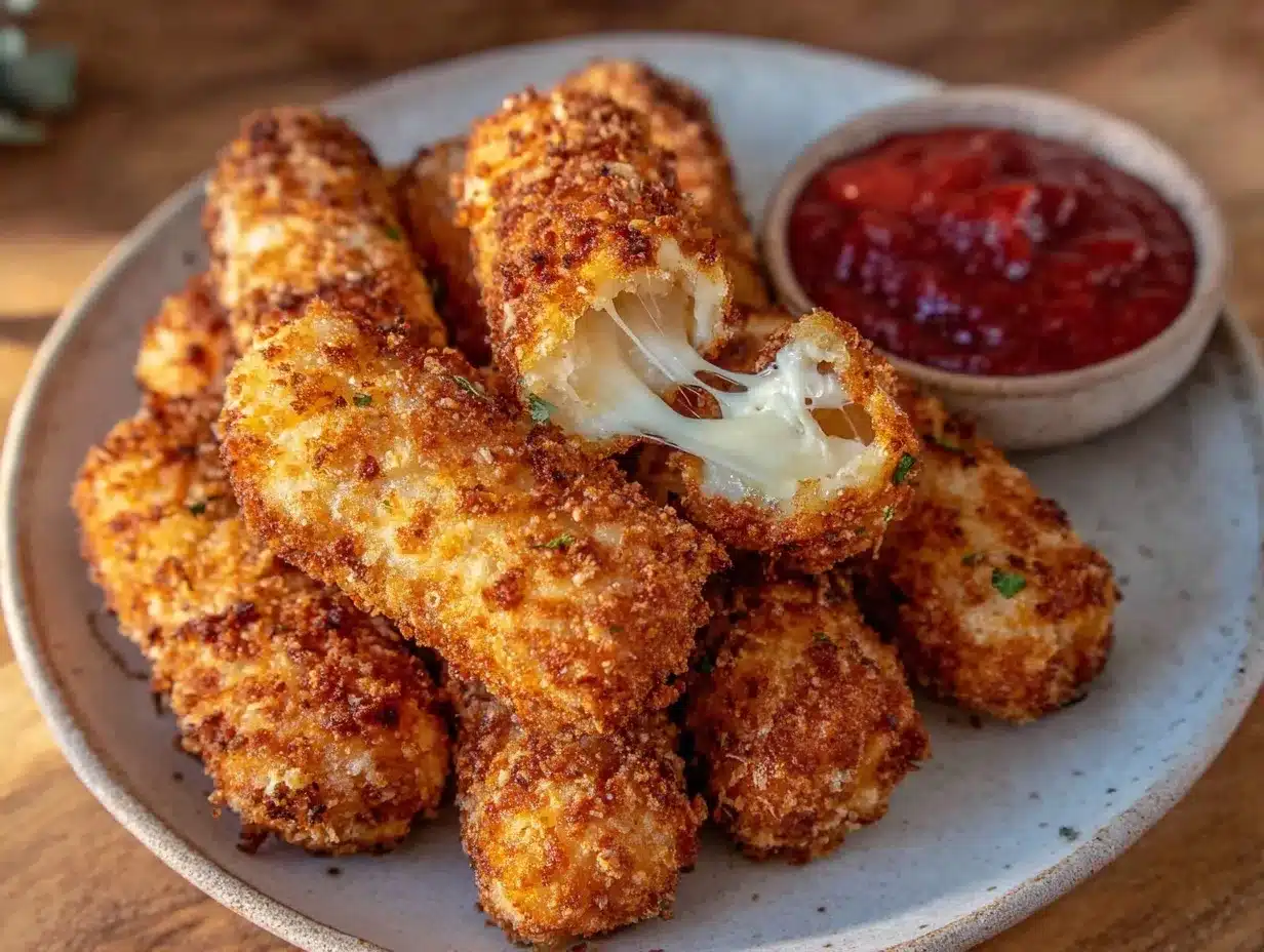 crispy air fryer mozzarella sticks preparation steps
