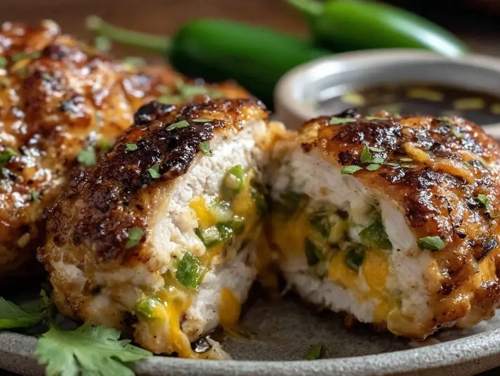 crispy air fryer stuffed jalapeño cheddar chicken breasts - featured image