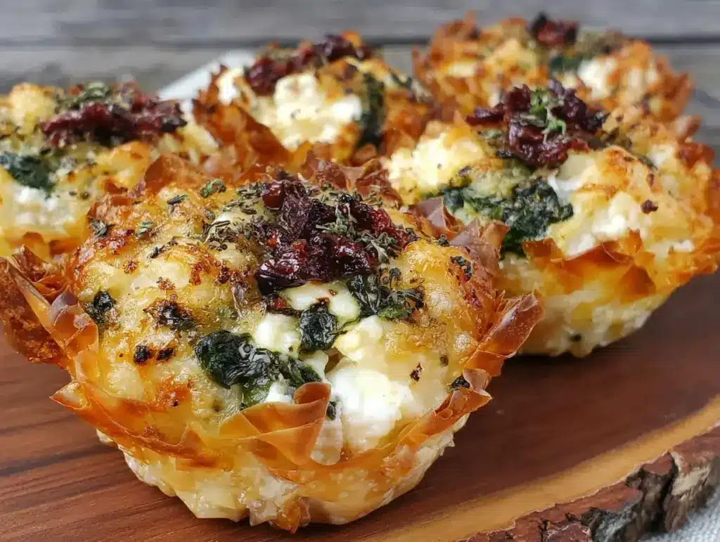 crispy baked egg and spinach phyllo cups - featured image