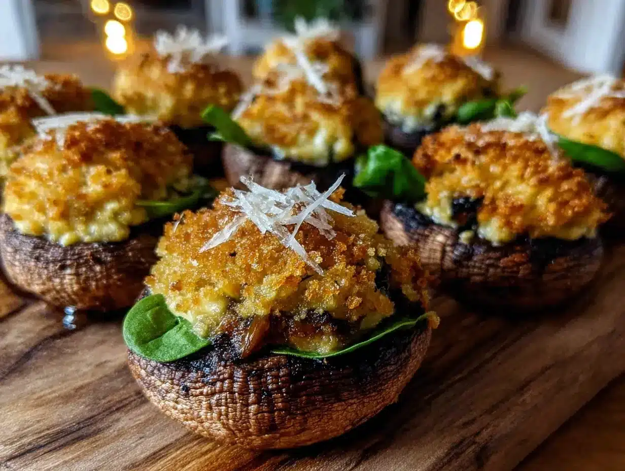 crispy baked spinach artichoke stuffed mushrooms preparation steps