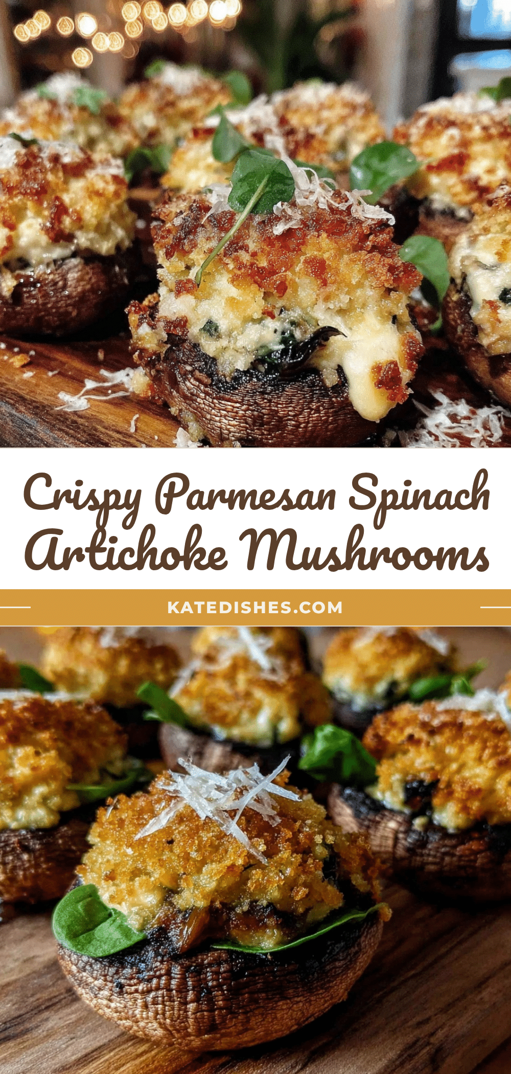 crispy baked spinach artichoke stuffed mushrooms recipe