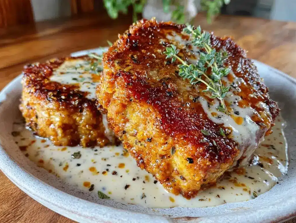 crispy cast iron fried pork chops - featured image