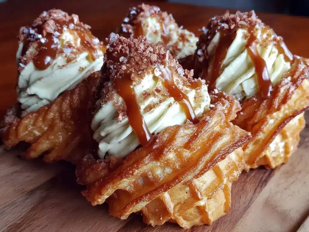 crispy churro waffle cone sundaes - featured image