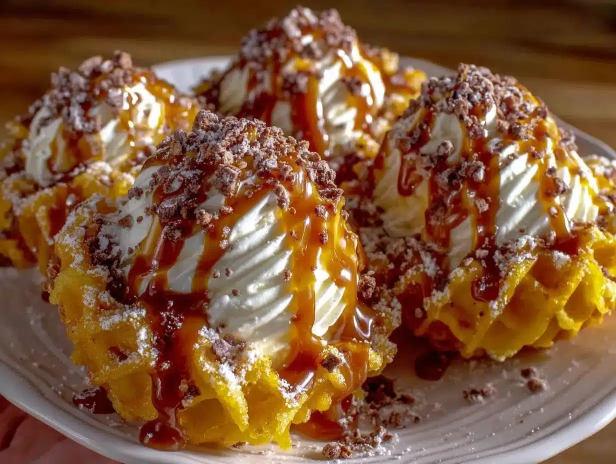 crispy churro waffle cone sundaes preparation steps