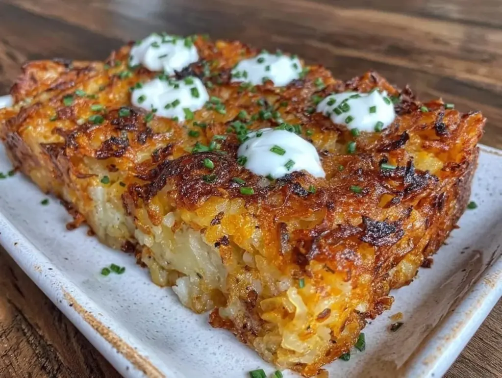 crispy creamy hash brown casserole - featured image
