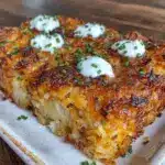crispy creamy hash brown casserole - featured image