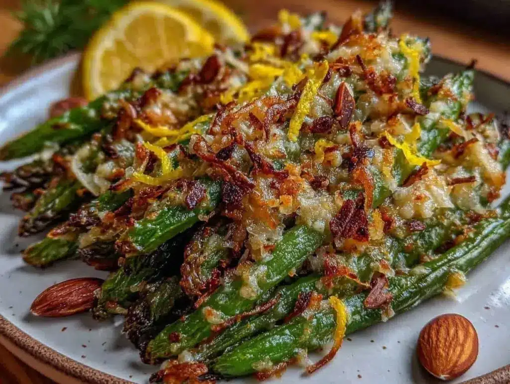 crispy parmesan roasted green beans - featured image