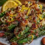 crispy parmesan roasted green beans - featured image