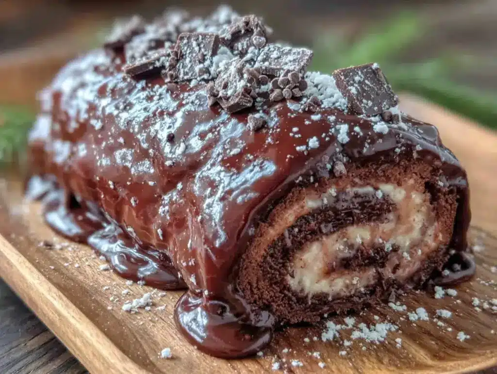 decadent yule log recipe - featured image