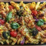 easy cheesy sheet pan pasta bake - featured image