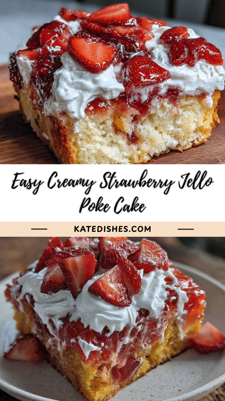 easy creamy strawberry jello poke cake recipe