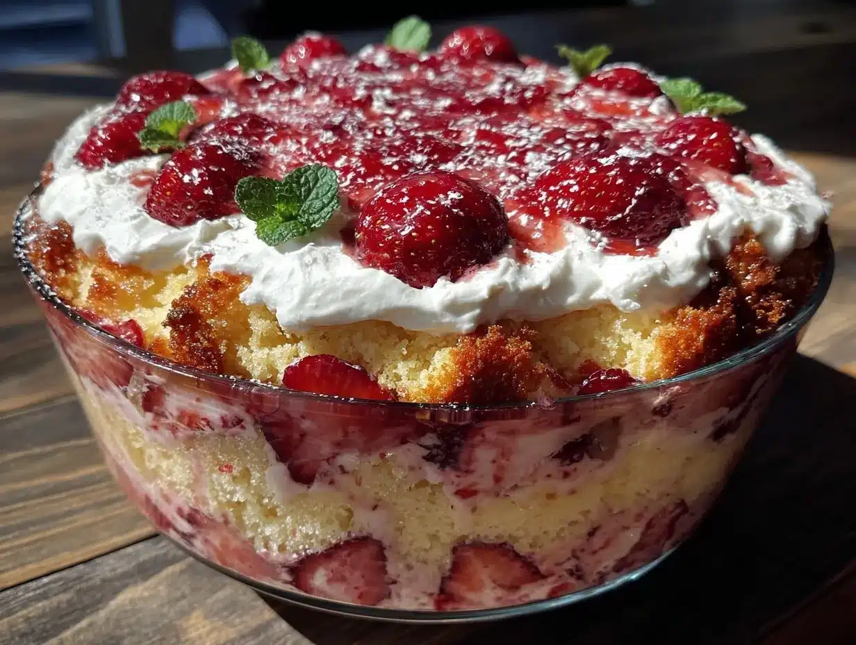 Easy Layered Strawberry Shortcake Trifle preparation steps