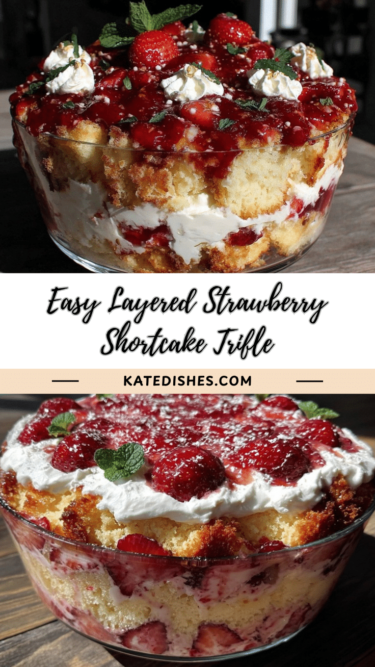 Easy Layered Strawberry Shortcake Trifle recipe