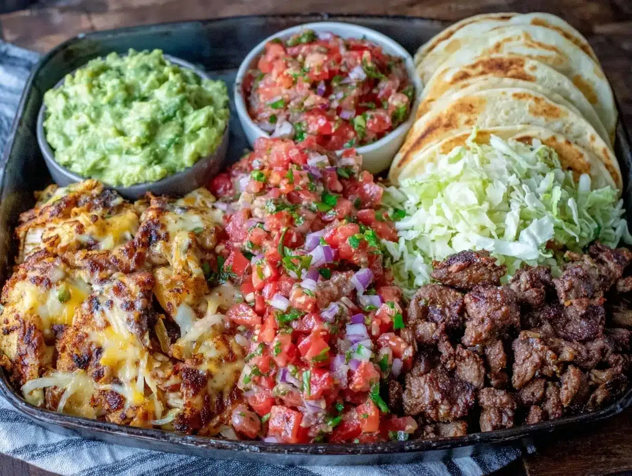 easy loaded sheet pan taco bar preparation steps