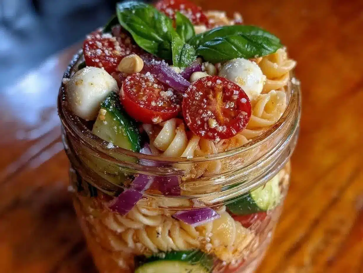 easy mason jar pasta salad preparation steps