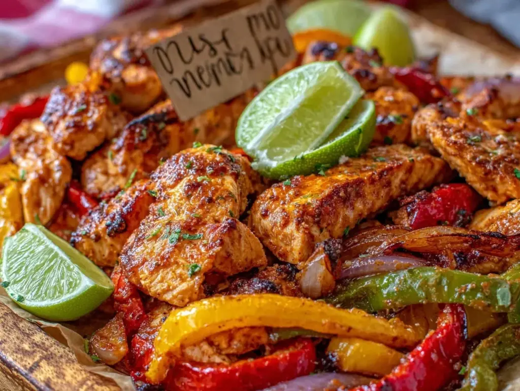 easy sheet pan chicken fajitas - featured image