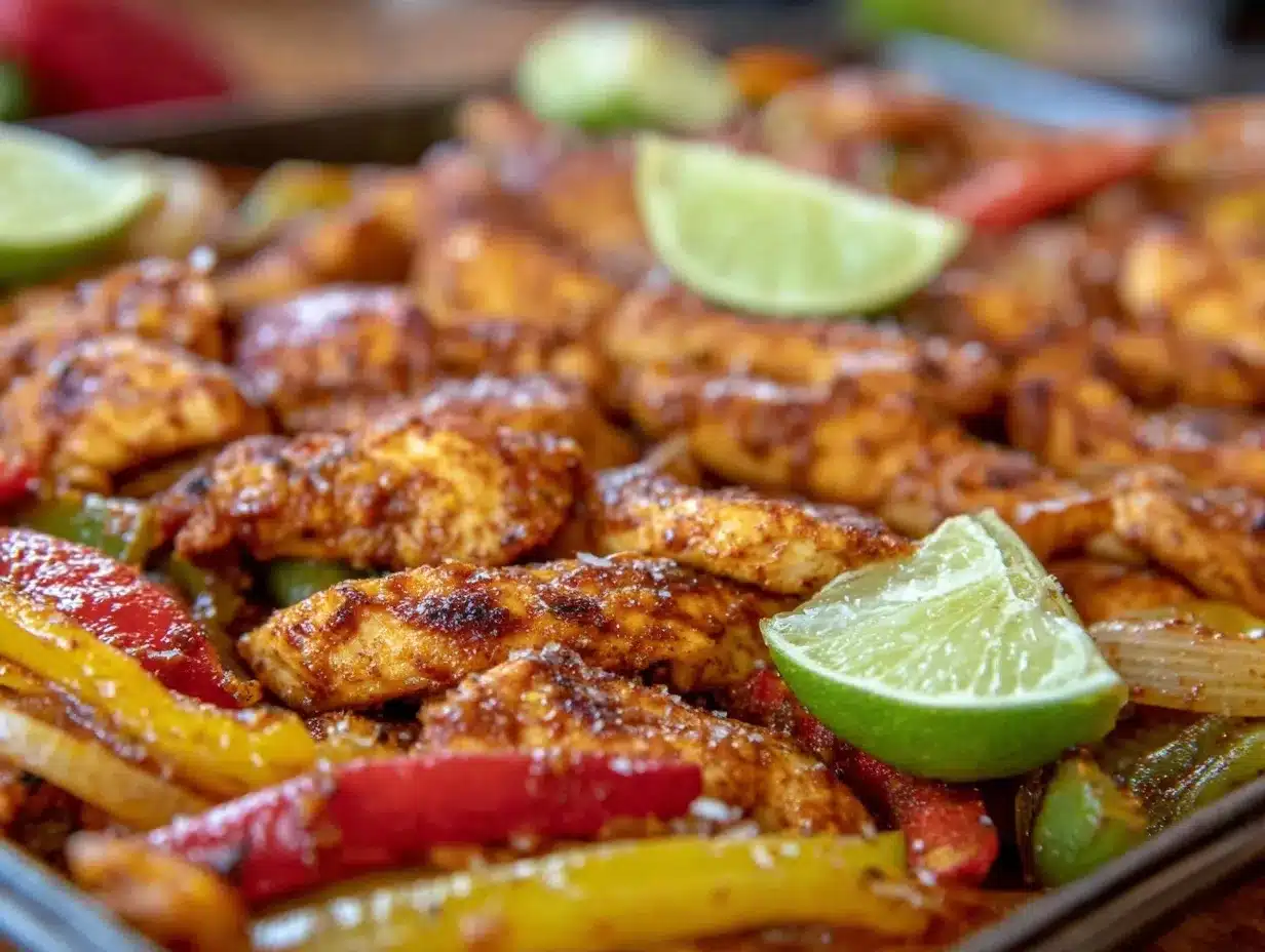 easy sheet pan chicken fajitas preparation steps