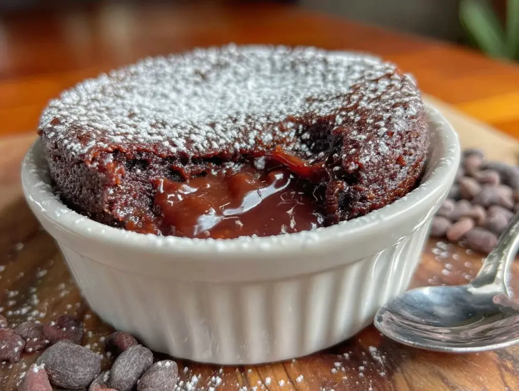 easy single serve chocolate lava cake - featured image