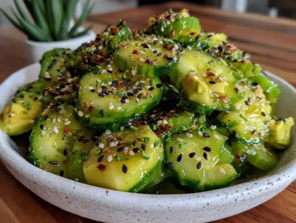 fresh cucumber avocado salad - featured image
