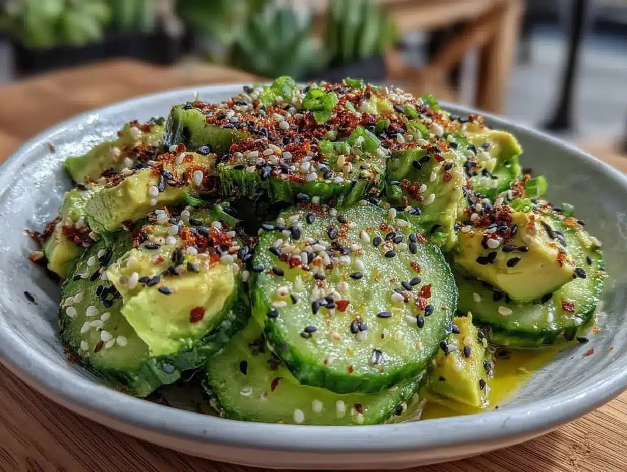 fresh cucumber avocado salad preparation steps