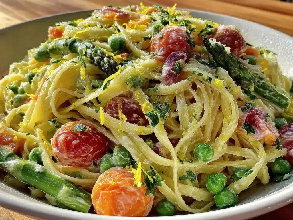 fresh spring vegetable pasta primavera - featured image