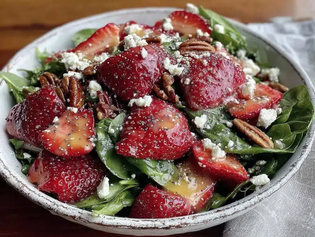 fresh strawberry spinach salad - featured image