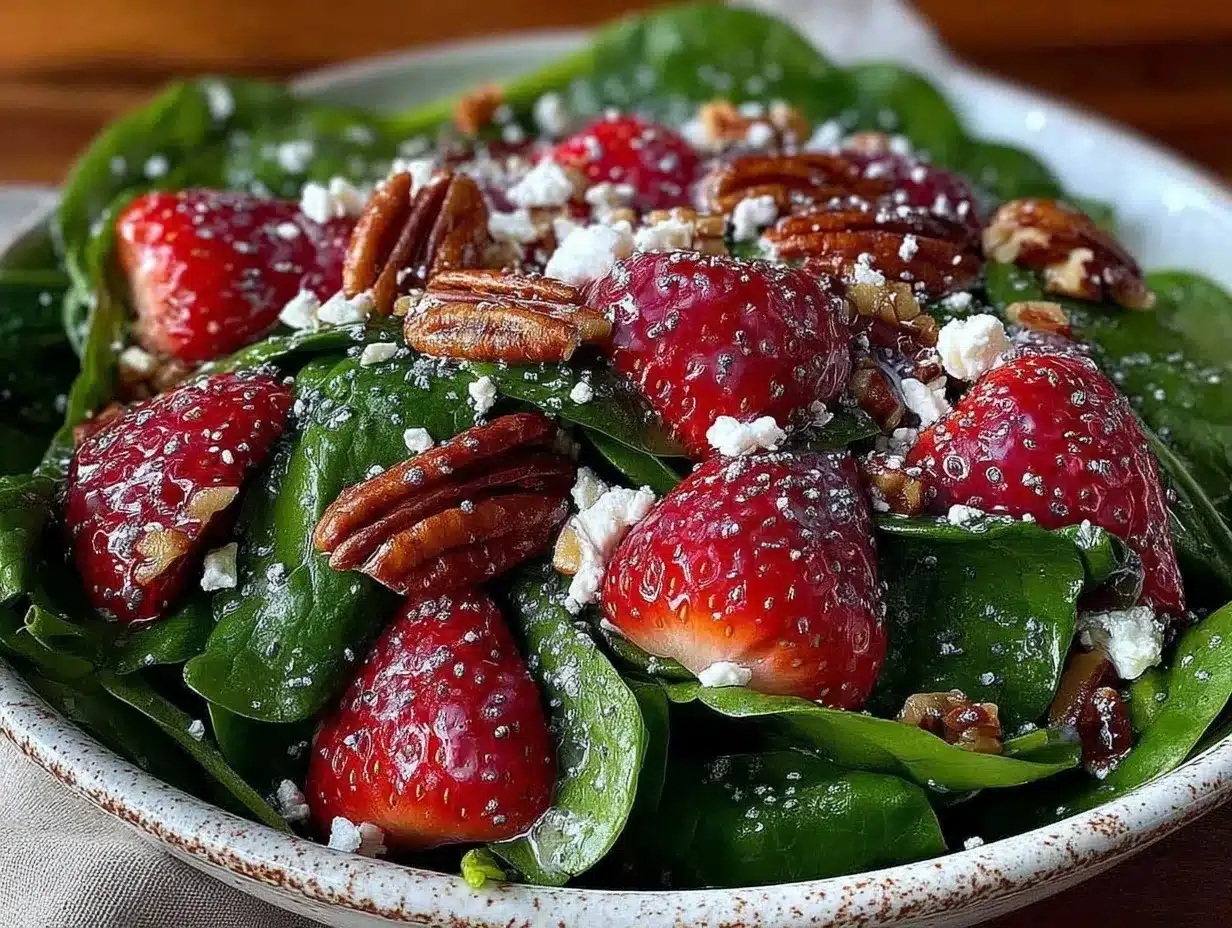 fresh strawberry spinach salad preparation steps