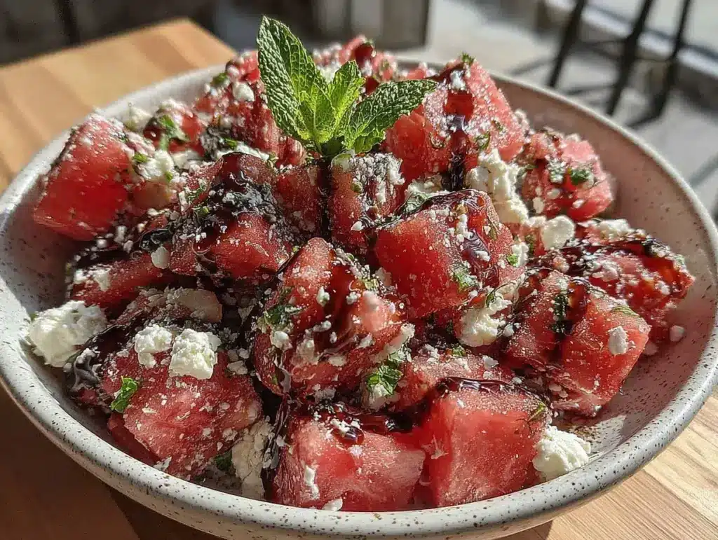 fresh watermelon feta mint salad - featured image
