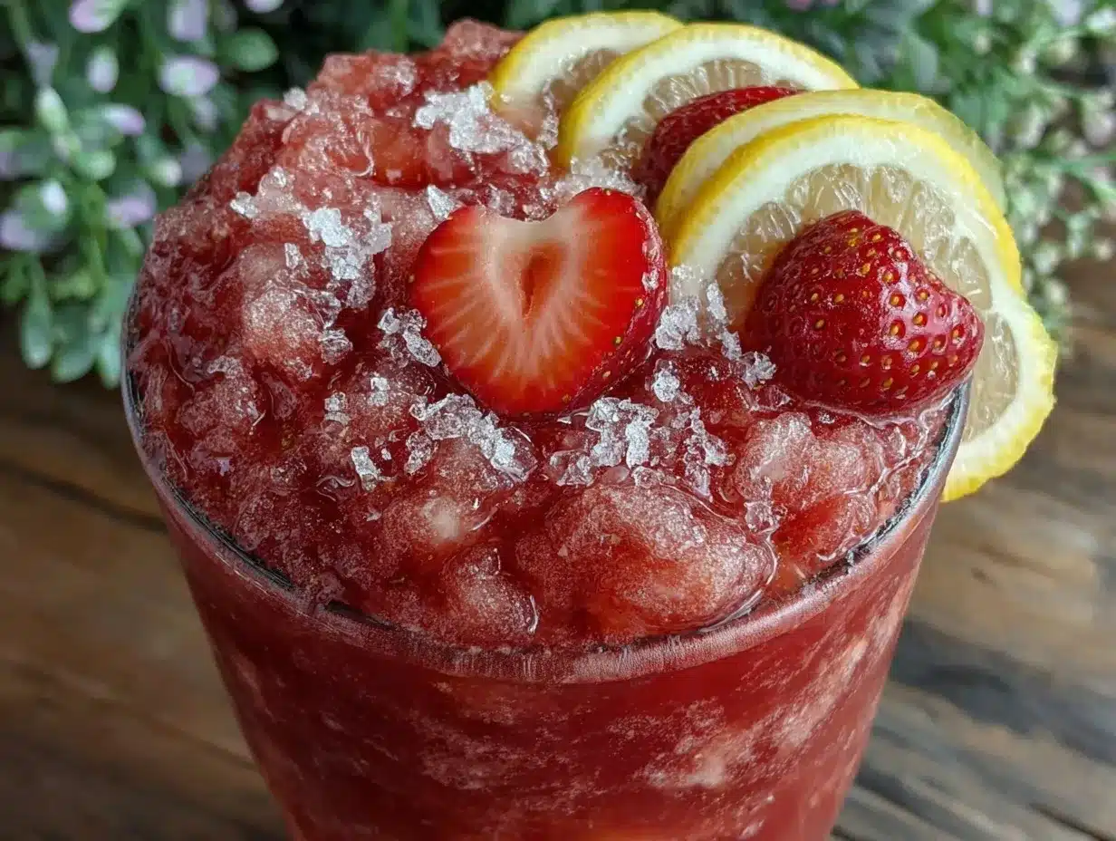 frozen strawberry lemonade slushie recipe preparation steps
