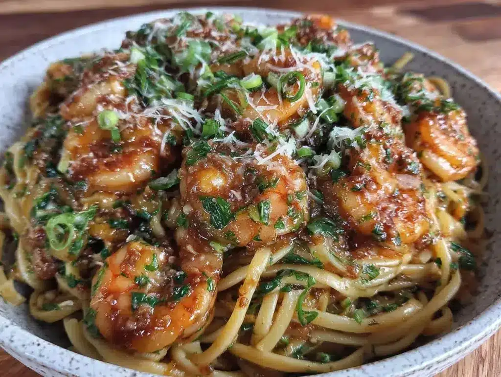 garlic butter shrimp pasta - featured image