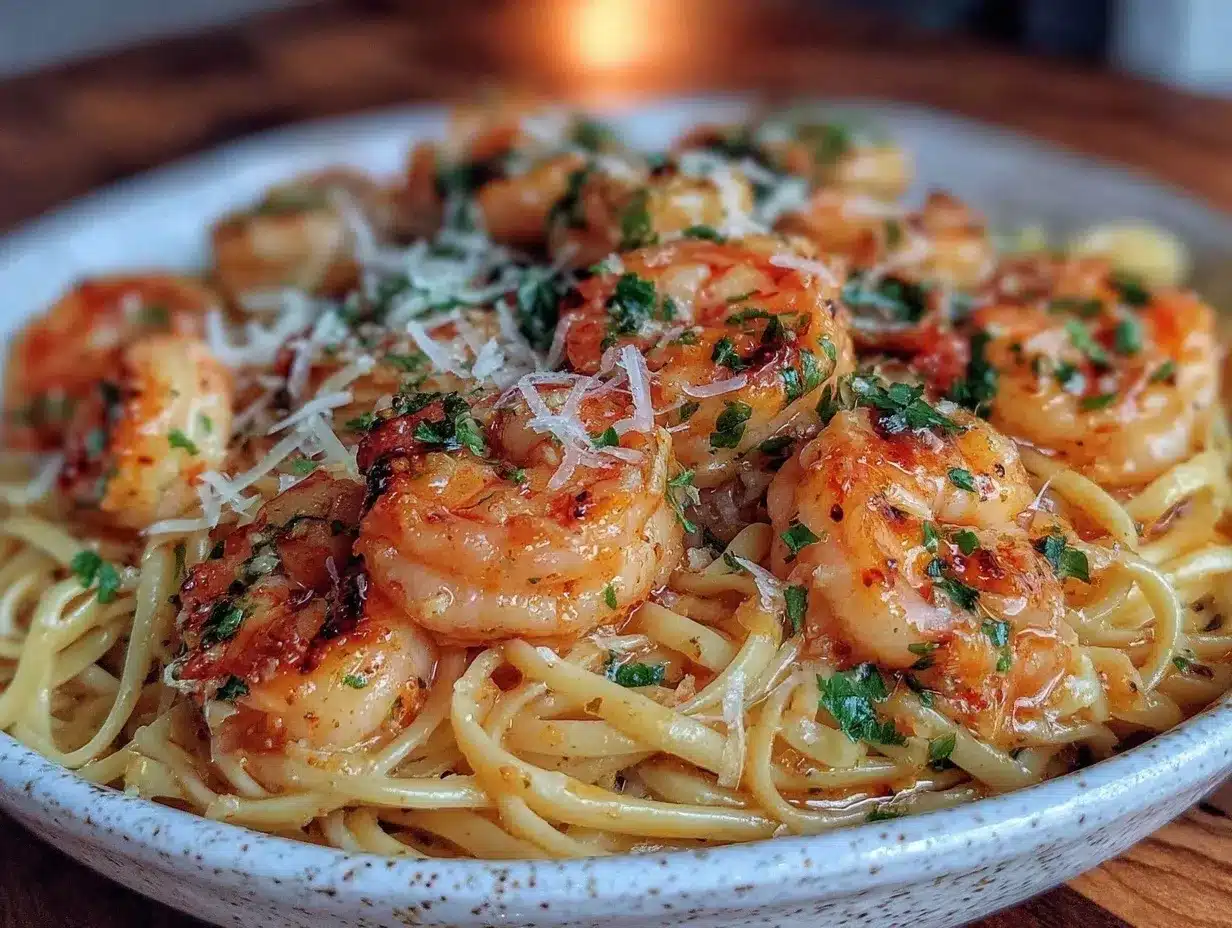 garlic butter shrimp pasta preparation steps