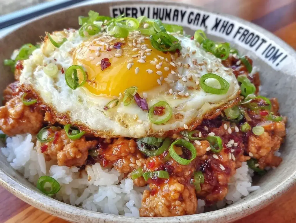 ginger scallion turkey rice bowl - featured image
