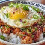 ginger scallion turkey rice bowl - featured image