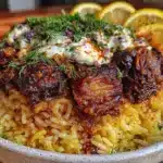greek lemon rice bowls with gyro meat - featured image